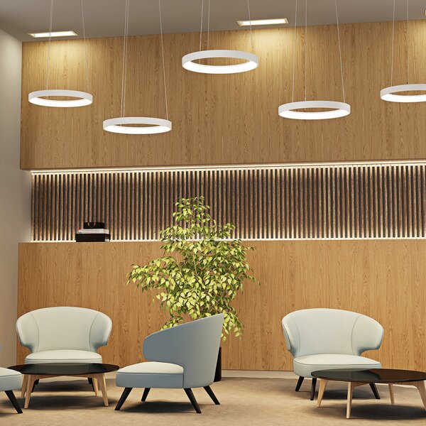 Arcchio LED viseća svjetiljka Vivy, Ø 38 cm, bijela, metalna, prigušiva, Bijela, Kuhinja, Metal