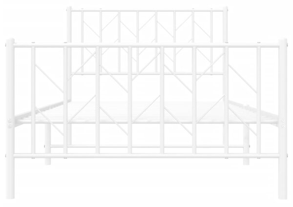 Metalni okvir kreveta s uzglavljem i podnožjem bijeli 100x190cm - Bijela / 100 x 190 cm