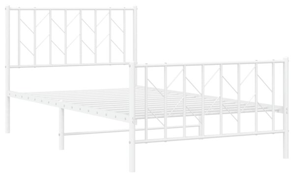 Metalni okvir kreveta s uzglavljem i podnožjem bijeli 100x190cm - Bijela / 100 x 190 cm
