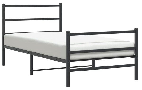 Metalni okvir kreveta s uzglavljem i podnožjem crni 100x190 cm - Crna / 100 x 190 cm