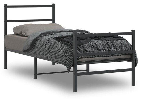Metalni okvir kreveta s uzglavljem i podnožjem crni 80 x 200 cm - Crna / 80 x 200 cm
