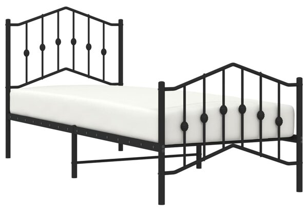 Metalni okvir kreveta s uzglavljem i podnožjem crni 80 x 200 cm - Crna / 80 x 200 cm