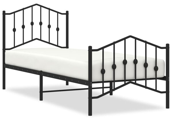Metalni okvir kreveta s uzglavljem i podnožjem crni 80 x 200 cm - Crna / 80 x 200 cm