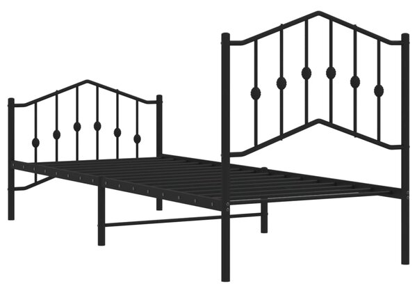 Metalni okvir kreveta s uzglavljem i podnožjem crni 80 x 200 cm - Crna / 80 x 200 cm