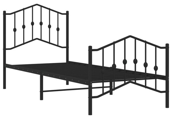 Metalni okvir kreveta s uzglavljem i podnožjem crni 80 x 200 cm - Crna / 80 x 200 cm