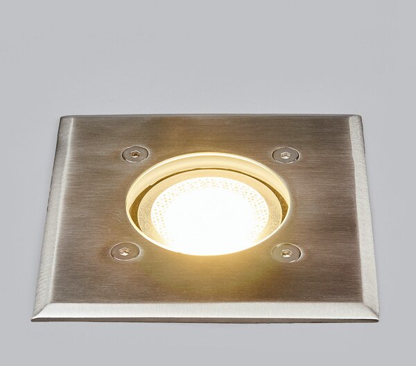 Lindby ugradbena podna svjetiljka Insa, 11 x cm, GU10, IP67, prigušiva, Metalik, Nehrđajući čelik, Četvrtasta ugradna svjetla