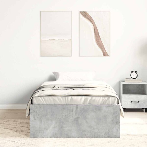 Okvir kreveta boja betona 75 x 190 cm mali za jednu osobu - Siva / 75 x 190 cm