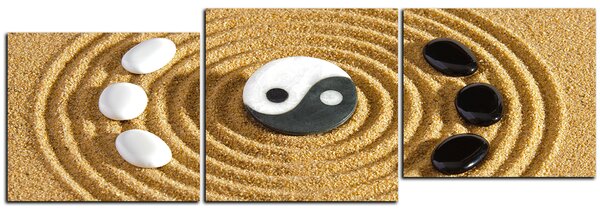 Slika na platnu - Yin i Yang kamenje u pijesku - panorama 5163E (90x30 cm)