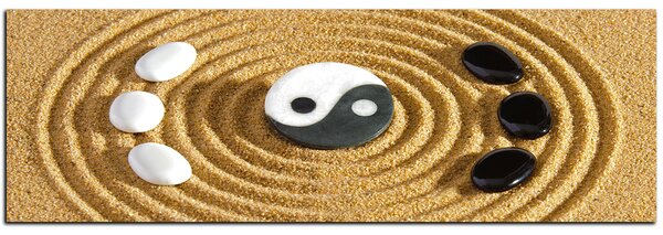 Slika na platnu - Yin i Yang kamenje u pijesku - panorama 5163A (105x35 cm)