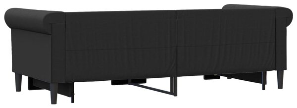 Dnevni krevet na razvlačenje crni 90 x 200 cm od umjetne kože - Crna / 90 x 200 cm
