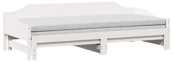 Dnevni krevet na razvlačenje bijeli 90x190 cm masivna borovina - Bijela / 90 x 190 cm
