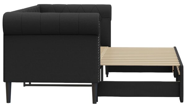Dnevni krevet na razvlačenje crni 90 x 200 cm od umjetne kože - Crna / 90 x 200 cm