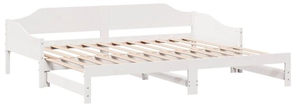 Dnevni krevet na razvlačenje bijeli 90x190 cm masivna borovina - Bijela / 90 x 190 cm