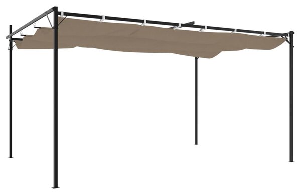 Pergola s pomičnim krovom smeđesiva 395x292x230 cm - Tupe / 395 x 292 x 230 cm
