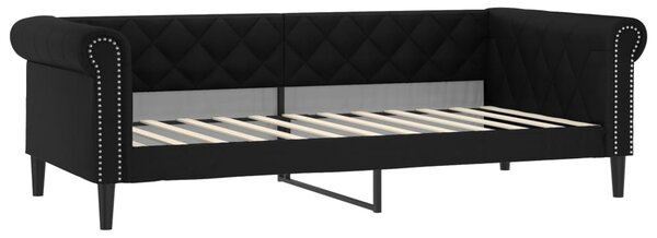Dnevni krevet na razvlačenje crni 90 x 200 cm od umjetne kože - Crna / 90 x 200 cm