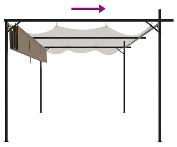 Pergola s pomičnim krovom smeđesiva 395x292x230 cm - Tupe / 395 x 292 x 230 cm