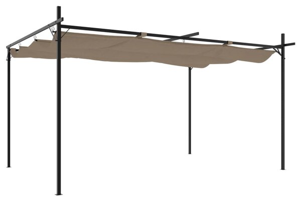 Pergola s pomičnim krovom smeđesiva 395x292x230 cm - Tupe / 395 x 292 x 230 cm