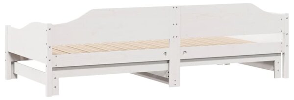 Dnevni krevet na razvlačenje bijeli 90x190 cm masivna borovina - Bijela / 90 x 190 cm