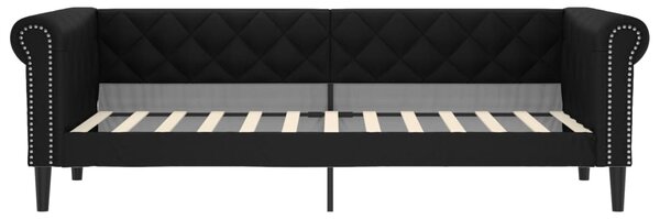 Dnevni krevet na razvlačenje crni 90 x 200 cm od umjetne kože - Crna / 90 x 200 cm