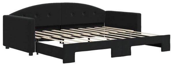 Dnevni krevet na razvlačenje crni 90 x 190 cm baršunasti - Crna / 90 x 190 cm