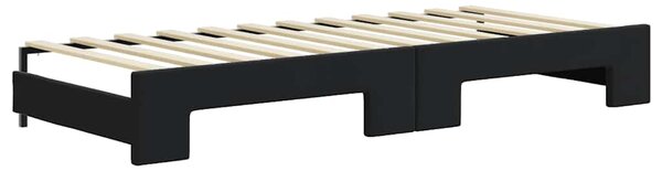 Dnevni krevet na razvlačenje s madracima crni 80x200 cm baršun - Crna / 80 x 200 cm