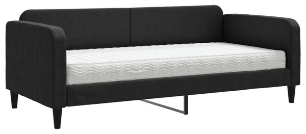 Dnevni krevet s madracem crni 90 x 200 cm od tkanine - Crna / 90 x 200 cm