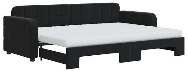 Dnevni krevet na razvlačenje s madracima crni 80x200 cm baršun - Crna / 80 x 200 cm