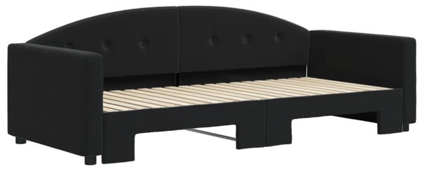 Dnevni krevet na razvlačenje crni 90 x 190 cm baršunasti - Crna / 90 x 190 cm
