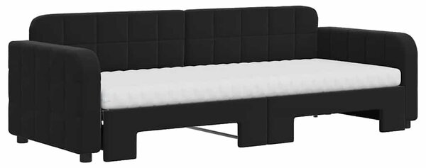 Dnevni krevet na razvlačenje s madracima crni 80x200 cm baršun - Crna / 80 x 200 cm