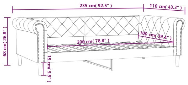 Dnevni krevet boja cappuccina 100 x 200 cm od umjetne kože - Smeđa / 100 x 200 cm