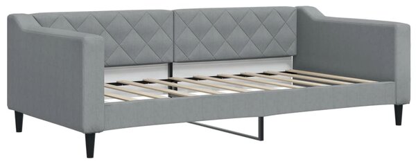 Dnevni krevet s madracem svjetlosivi 90 x 190 cm od tkanine - Siva / 90 x 190 cm