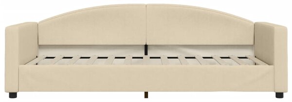 Dnevni krevet s madracem krem 90 x 200 cm od tkanine - Krema / 90 x 200 cm