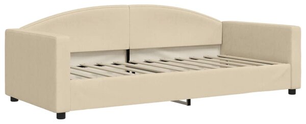 Dnevni krevet s madracem krem 90 x 200 cm od tkanine - Krema / 90 x 200 cm
