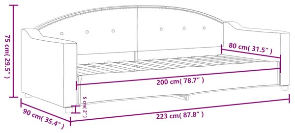 Dnevni krevet krem 80 x 200 cm od tkanine - Krema / 80 x 200 cm