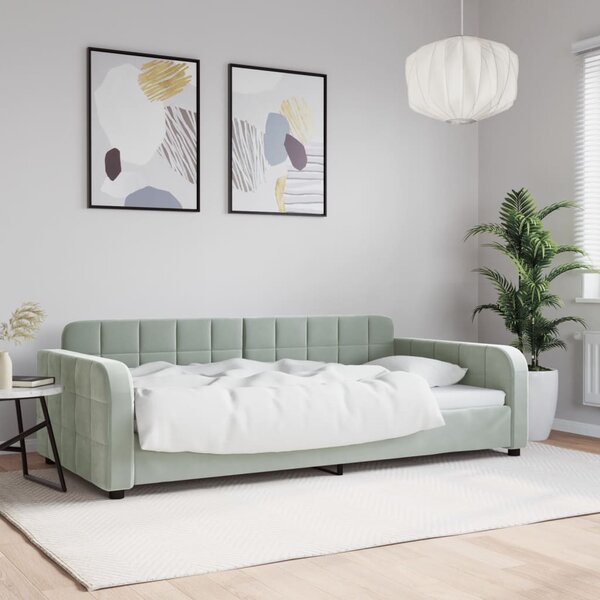 Dnevni ležaj svjetlosivi 100x190 cm baršunasti - Siva / N/A
