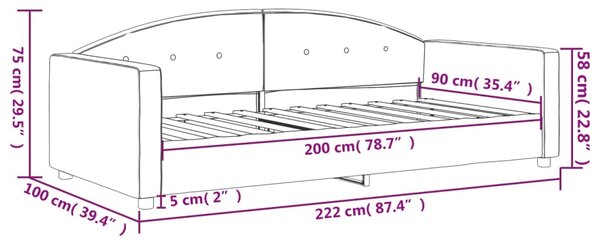 Dnevni krevet svjetlosivi 90 x 200 cm baršunasti - Siva / 90 x 200 cm