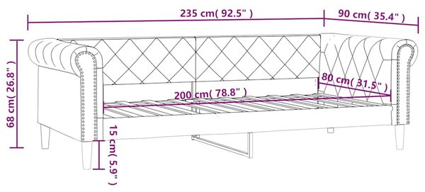 Dnevni krevet boja cappuccina 80 x 200 cm od umjetne kože - Smeđa / 80 x 200 cm