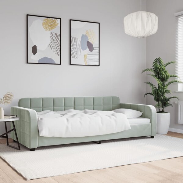 Dnevni krevet svjetlosivi 90 x 200 cm baršunasti - Siva / 90 x 200 cm