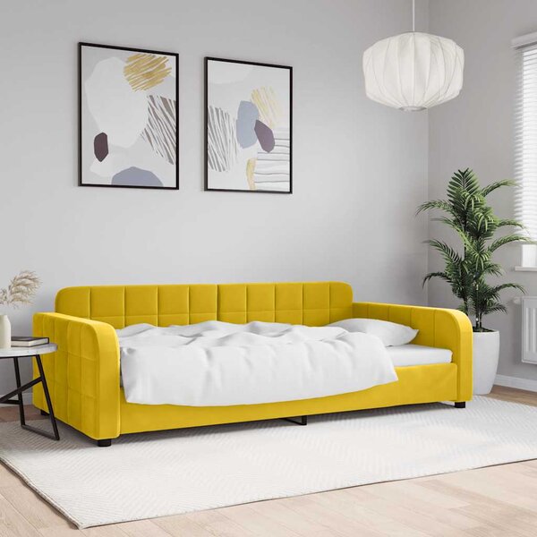 Dnevni krevet žuti 100 x 200 cm baršunasti - Žuta / 100 x 200 cm