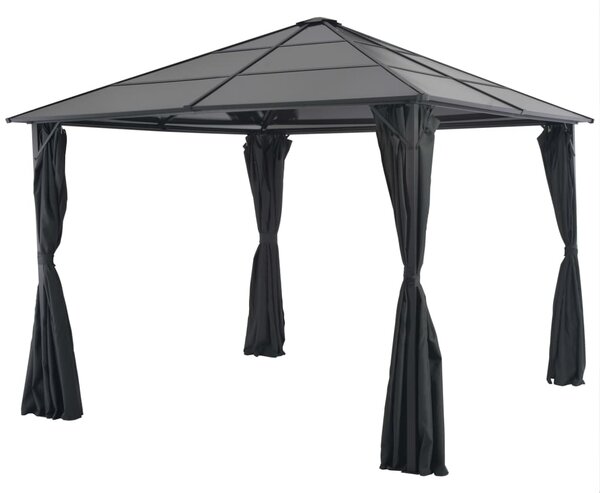 Sjenica sa zastorom aluminijska 3 x 3 m crna - Crna / 3 x 3 m