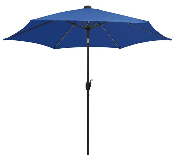 Vrtni suncobran LED s aluminijskim stupom 300 cm azurnoplavi - Plava / N/A