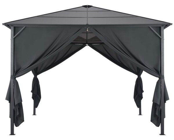 Sjenica sa zastorom aluminijska 3 x 3 m crna - Crna / 3 x 3 m