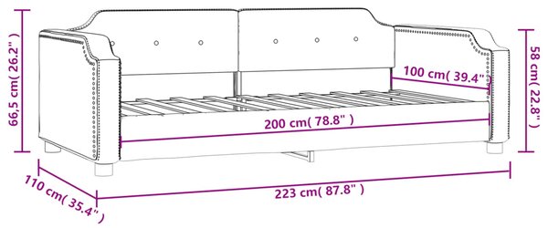 Dnevni krevet smeđesivi 100 x 200 cm od tkanine - Tupe / 100 x 200 cm