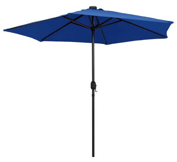 Vrtni suncobran LED s aluminijskim stupom 270 cm azurnoplavi - Plava / N/A