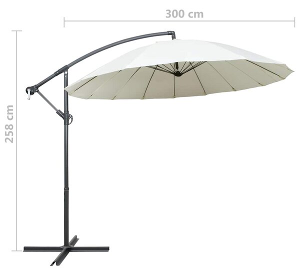 Viseći suncobran bijeli 3 m s aluminijskom šipkom - Bijela / N/A