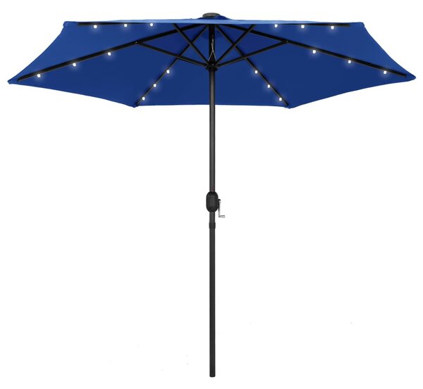 Vrtni suncobran LED s aluminijskim stupom 270 cm azurnoplavi - Plava / N/A