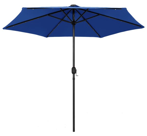 Vrtni suncobran LED s aluminijskim stupom 270 cm azurnoplavi - Plava / N/A