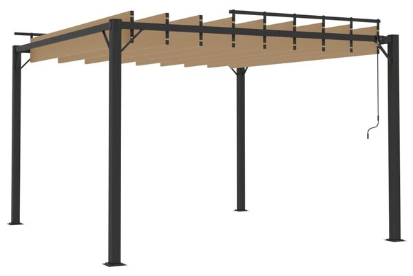 Sjenica s rešetkastim krovom 3x3 m smeđe-siva tkanina/aluminij - Tupe / 3 x 3 m