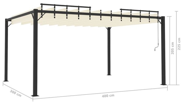 Sjenica s rešetkastim krovom 3 x 4 m krem tkanina i aluminij - Krema / 3 x 4 m