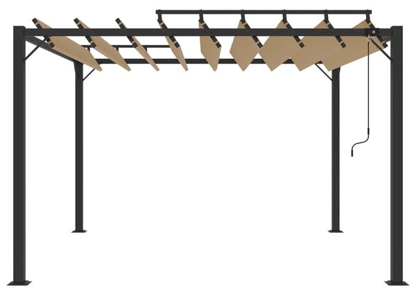 Sjenica s rešetkastim krovom 3x3 m smeđe-siva tkanina/aluminij - Tupe / 3 x 3 m